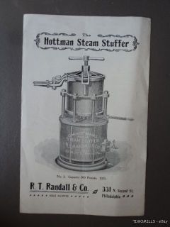 Antique Hottman Steam Power Sausage Stuffer Catalog Brochure Meat 