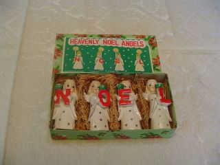   Christmas Noel Angel Candle Holders Original Box Commodore Japan
