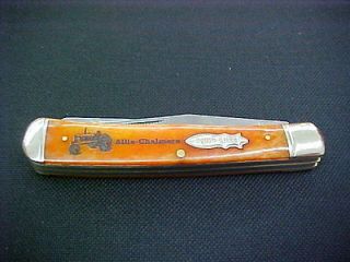 ALLIS CHALMERS ORANGE TRAPPER COLLECTORS KNIFE with Nice Case