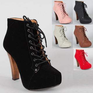 Womens Shoes High Heels Platform Ankle Lace Up Boots Booties Size