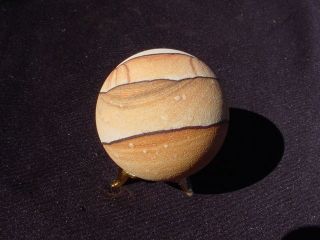 SANDSTONE SPHERE WITH GOLD METAL DISPLAY STAND G581 A