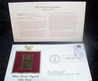 United States Gold Replica First Day of Issue Silent Screen Legends 