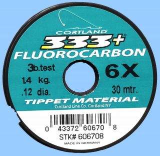 Cortland 6x (3 lb test) 333+ Fluorocarbon Fly Fishing Tippet Material 