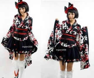 ROBE goth lolita geisha waloli kimono Top+Skirt+Belt L