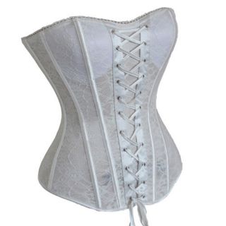 New Sexy Satin Vintage Lace Up Corset Bustier 3822 White IN S M L XL 