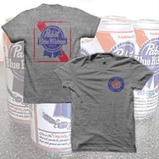 GREY PABST BLUE RIBBON T Shirt SHIRT NEW PBR BEER Logo Miller SOA 