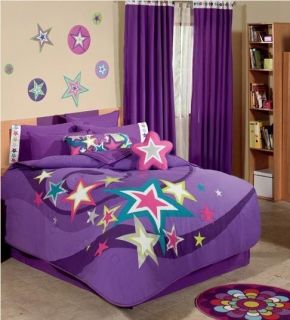 Cosmos Purple Girl Teen Twin/ Full Size Matching Embroidered Sheet 