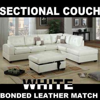 White Cream Sectional Couch Sectionals 2 Pc Sofa Set Bonded Leather 