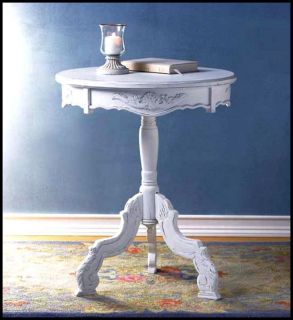 Exquisite**ROU​ND ROMANTIC ROCOCO CARVED SHABBY WOOD ACCENT TABLE