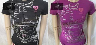   Exchange A/X AX WOMEN New York City Train Map T Shirts Black Purple