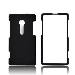   Xperia Ion T28i Rubberized Hard Plastic Case Snap On Cover   Black
