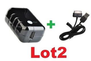Lot2 Premium OEM AT&T iPhone Data Cable+Home/Wal​l Zero Charger For 