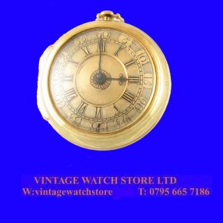 Mint 22k Gold Chain Fusee Verge London Pair Case Pocket Watch 1731
