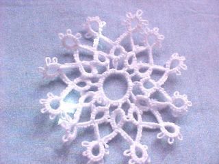 Tatted Snowflake 12 Pt. White Christmas Lace Shuttle Dove Country 