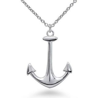 SP126 Sterling Silver Anchor Pendant Necklace