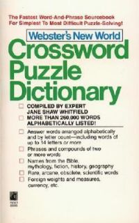 Websters New World Crossword Puzzle Dictionary by Jane Shaw Whitfield 