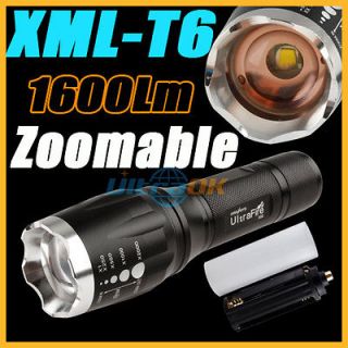 UltraFire 1600Lm Cree XML T6 LED 5Mode Zoomable Aluminum Flashlight 