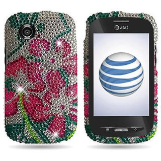 RHINESTONE GREEN LILY DIAMOND COVER CASE FOR AT&T ZTE AVAIL Z990 