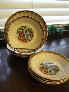 CRONIN CHINA COLONIAL COURTING COUPLE GOLD TRIM SMALL CEREAL BERRY 