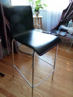 Crate & Barrel Black Leather 30 Bar stool Made in Italy