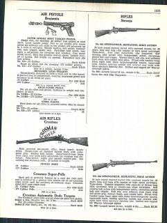 1947 ad Crosman Air Rifle BB Gun Benjamin Target Pistols