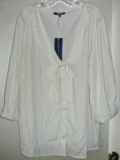  Curve Blouse with Embroidered Bow Collar   Plus Size 16 US, 20 UK 