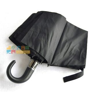 Durable AUTO Open/Close Leather Hook Handle Windproof Umbrella by 
