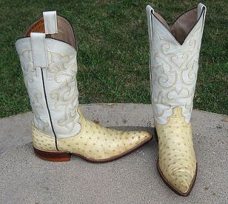 VINTAGE CUSTOM MADE FULL QUILL OSTRICH COWBOY BOOTS MENS 8.5M