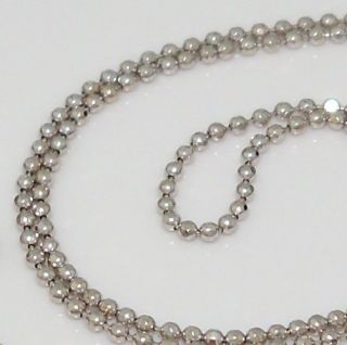   White Gold 1mm Bead/Faceted Dog Tag Link Chain Necklace 16 Dainty