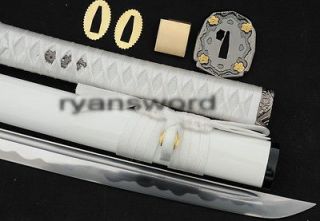   White Handmade 1060 Carbon Steel Japanese Sword Samurai Katana Sharp