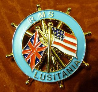 RMS Lusitania, Enamelled Pin Badge. Cunard Line.