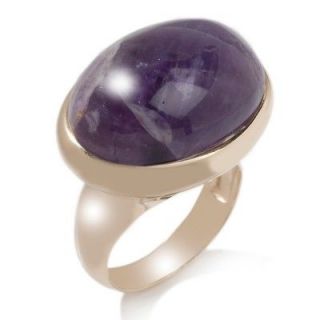   Cabochon Domed Genuine Gemstone Ring 14K Yellow Gold Clad Silver 925