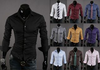 New Mens Fashion Luxury Casual Slim Fit Dress Shirts XS,S,M,L 10 
