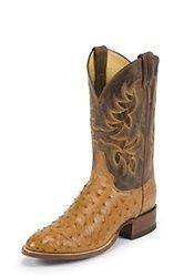 Mens Justin 6033 Brown Full Quill Ostrich Round Toe Cowboy Boots