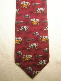 Mens Necktie Neck Tie AFRICAN ELEPHANT Theme Jim Valvano Jimmy 