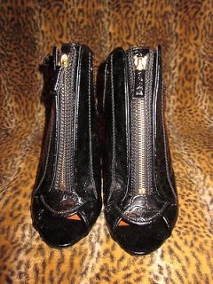 Givenchy Zip Front Croc leather Black Bootie Shoes 36 M
