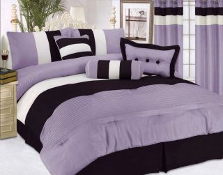 Pcs Modern Satin Bedding Comforter Set Queen Purple