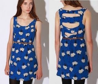 Urban Outfitters Nom De Plume Yaya Slasher Dress Cut Out Back Blue 