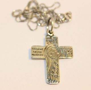Virgencita Plis Cross .925 Sterling Silver Cross with Silver Chain