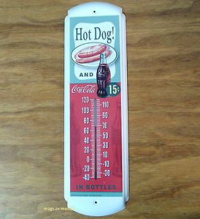 USA METAL Coca Cola Coke Hot Dog Thermometer Gas Station Game Room 