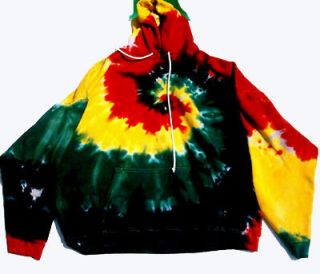 NEW 3X Bold Vibrant RASTA Colors Hand dyed TIE DYE Hoody Hooded 