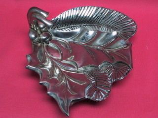 Silver Plate Leaf Snack Dish by International Holly & Berries Design