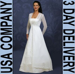 Desiree Long Sleeve Chiffon Jacket w/ Strapless Gown Wedding Dress 20 