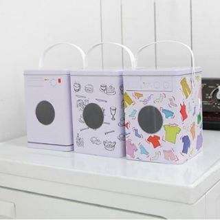   Storage Tin Box Decorative Laundry Machine Shaped Detergent 3type