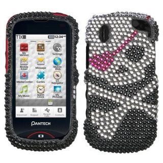 Skull Crystal Diamond BLING Hard Case Phone Cover for Pantech Hotshot