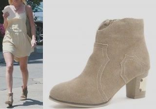     Cowboy Ankle Taupe Suedette High Heel Dicker Style boots Booties