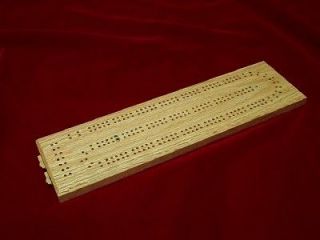   TRACK SOLID OAK CRIBBAGE BOARD made in USA by a disabled vet