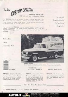 1960 Dodge Truck Custom Cruisall Camper RV Motorhome Ad