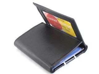New Mens Trifold Leather Wallet Multi Pockets Black Classic Style Card 