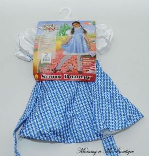 Girls Dorothy Wizard of Oz Deluxe Sequin Costume 2 3 4